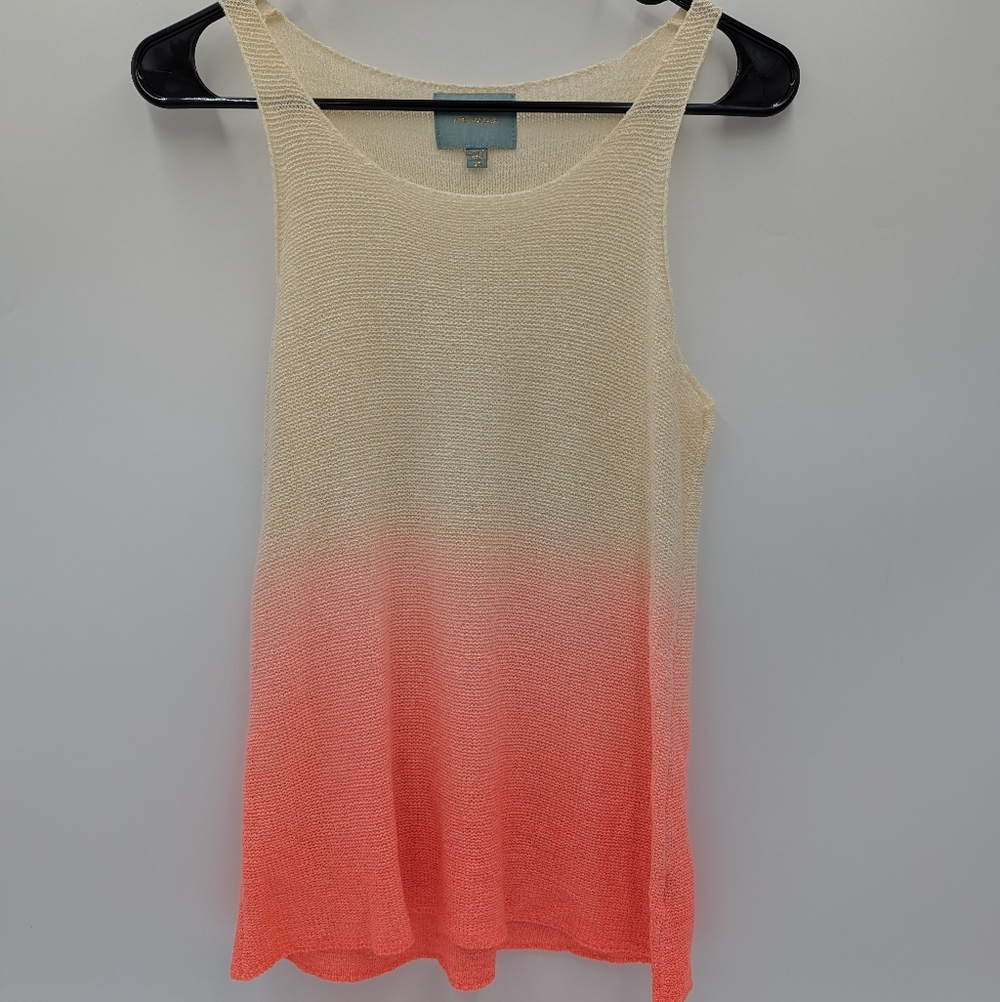 Skies Are Blue Ombre Knit Tank Top Y2K Boho Resortwear Coastal Grandma XS Pink